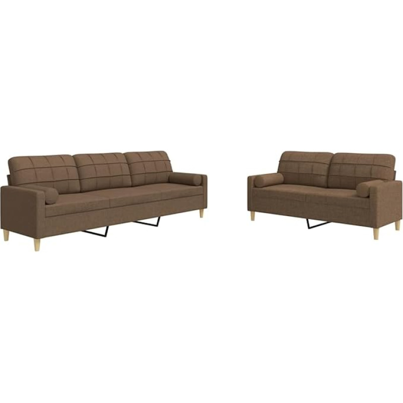 Braunes Stoffsofa Set mit 2 und 3 Sitzen, Polyester, Metallrahmen, 41 cm Sitzhöhe - Wohnzimmerkomfort Model3278338