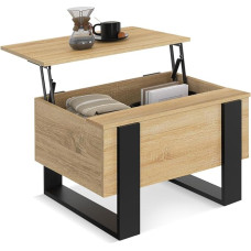 IDMarket Phoenix neljakandiline kohvilaud 70cm puidust/mustaga