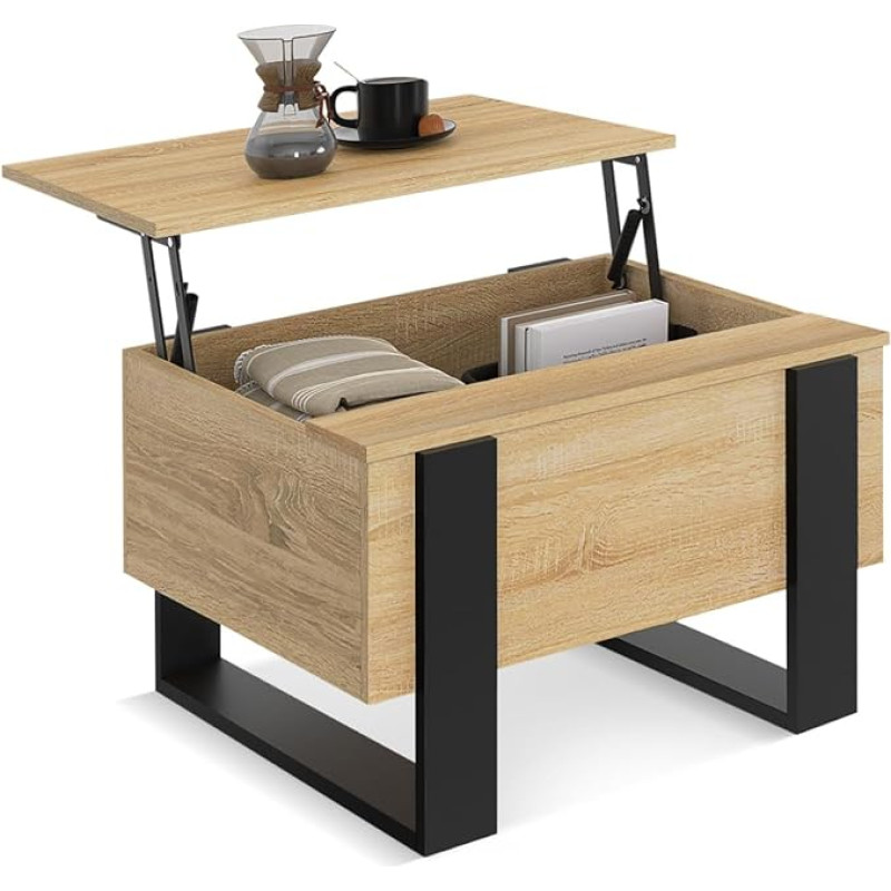 IDMarket Phoenix neljakandiline kohvilaud 70cm puidust/mustaga