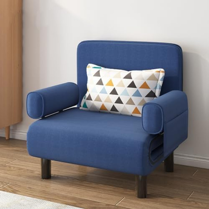 Teisaldatav diivanvoodi, 3 in 1 kokkupandav voodi koos 6-suunalise reguleeritava seljatoe ja padjadega, eemaldatavad ümmargused käetoed, väike futon tool, diivan väikestele ruumidele