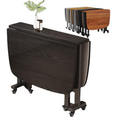 ZEQFEMKL Klappbares Klapptisch-Set mit Stühlen für drinnen und draußen, platzsparend, schwarzer Tisch, 47 x 27 Zoll