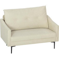 HOMCOM Diivan 2-kohaline 124 cm väike diivan paksult polsterdatud diivan koos käetoega, sametne välimus, tufti diivan elutuppa, magamistuppa, väikesesse tuppa, kreemikasvalge