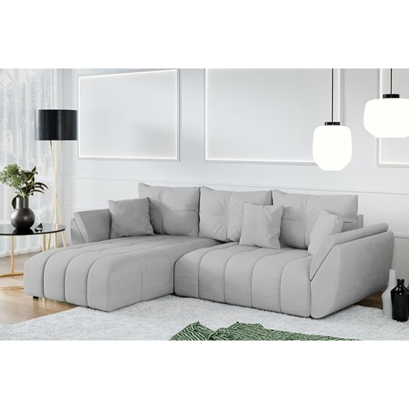 Verciani 266 L-kujuline diivan helehall unefunktsiooniga voodikarp