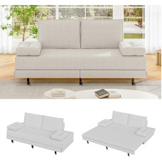 Diivanvoodi, 2-kohaline diivan magamisfunktsiooniga, pikendatav diivanvoodi, kaasaegne diivan, mis on valmistatud linasest kangast, diivan elutuppa/magamistuppa (helehall)