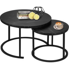 Ümmargune pesitsev kohvik 2stapeldav elutoa aksessuaarilaudade komplekt koos tugeva metallraamiga elutuppa, rõdule, kontorisse, mustas toonis