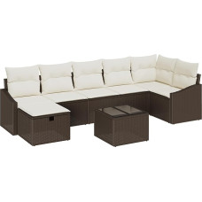 Model3360639 8-osaline aia diivan komplekt koos padjaga Brown Poly Rattan Garden Lounge