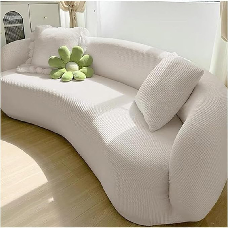 Dehnbarer, halbrunder Sofa-Schonbezug, gebogen, Couchschutz für Wohnzimmer, waschbar, passend für 2-Sitzer (139,7-185,4 cm) - stilvoll und langlebig