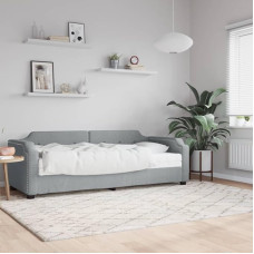 Amorsee diivanvoodi madratsiga, polsterdatud voodi 100 x 200 cm, diivanvoodi, üheinimesevoodi madratsiga, diivanvoodi, külalisvoodi, päevavoodi, kangas, helehall