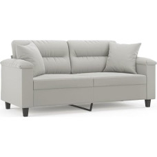 Eleganz 2-Sitzer-Sofa Futon mit Kissen 140 cm Hellgrau Mikrofasergewebe - Bequemes Sofabett für Wohnzimmer oder Schlafzimmer, Platzsparend & Langlebig