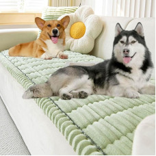 ZGWRYI Plüsch Sofa-Schutzbezug für 1-4-Sitzer & L-Form-Couch - Universal, Antirutsch & Maschinenwaschbar - Sofa-Decke für Wohnzimmer(Green,28 x 83 in)