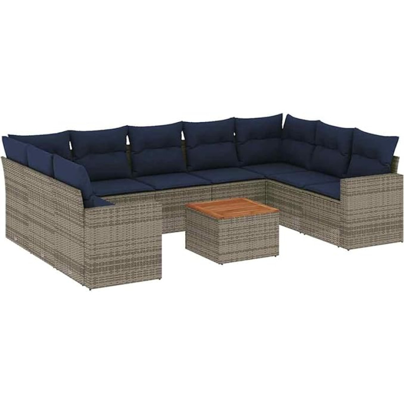 Rantry 10-TLG. Garten-Sofagarnitur mit Kissen Grau Poly Rattan Gartenlounge Model3256600