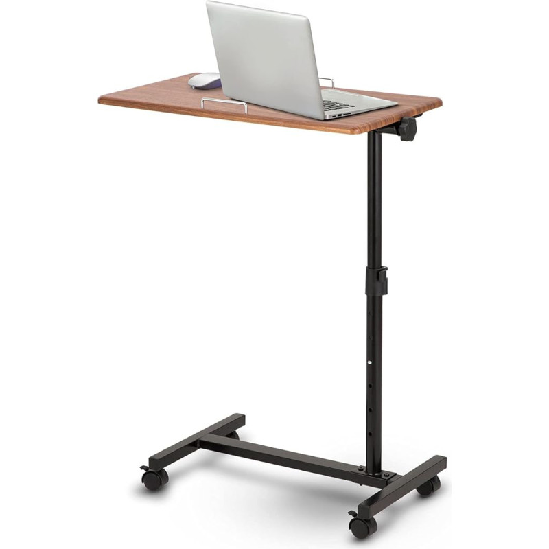 Ratastega voodilaud, reguleeritava kõrgusega haigla ja kodu jaoks, üle voodi külje, kodune laud sülearvuti jaoks, lugemiseks, söögitegemiseks, mobiilne seisev laud puidust lauaplaadiga, pruun