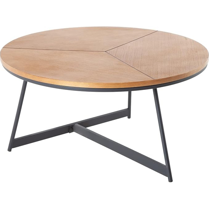 Riess Ambiente Disainer kohvilaud Tamm Elegance 80 cm Tamme must metallist raamiga elutoa laud