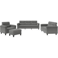 Vopese Dunkelgrauer Microfasersofa-Satz mit Fußhocker - 2+3 Sitze, 180x50 cm, für Wohnzimmer Model3202298