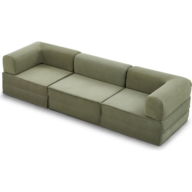 Kohandage, mida vajate, kokkupandav diivanvoodi, teisaldatav diivanvoodi, modulaarne futon 3 istekohaga, elutuppa, külalistetuppa, ühiselamusse, kodukontorisse, ei nõuta kokkupanekut