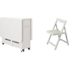 Massiivpuidust kokkupandav söögilaud 4 pehme tooliga, pikendatav kokkupandav laud sahtlitega, kaasaskantav talumajapidamise köögilaud elutuppa, valge