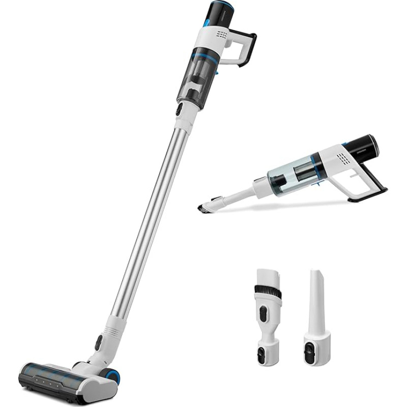 MEDION P250 Stick tolmuimeja (juhtmeta, kotita, tsüklonitehnoloogia, 250 W, 2-in-1 käepärane tolmuimeja ja pihuimeja akuga, tolmuandur, HEPA H13, LED puuteekraan,