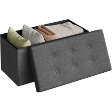 WOLTU Jalutuskoht koos hoiuruumiga, pink, kokkupandav kirst, eemaldatava kaanega hoiukast, pehmendusega linasest istmest, 76 x 37,5 x 38 cm, tumehall, SH10dgr-1