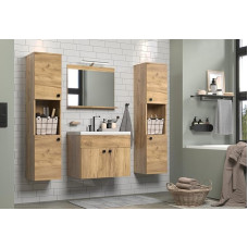 trendteam smart living - Haven - Vannitoamööblikomplekt - Tamm - (S x K x P) 142 x 133 x 40 cm - Rippkapp koos keraamilise valamu sisseehitatud valamuga 2 kõrget kappi 1 peegel