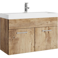 Paso 01 Vannitoamööblikomplekt, 80 cm, Tammepuust kastanpruun, aluskapp, valamu, valamutualus, pesupott