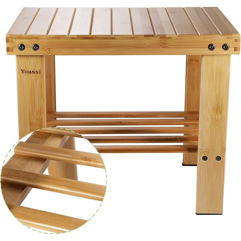 Yoassi laste keskmise suurusega bambus-tool multifunktsionaalne libisemisvastane kergekaaluline trepp koos hoiuriiuliga / jalapadjadega