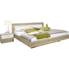 Rauch Möbel Venlo voodisüsteem koos 2 voodilauaga Sonoma tammepuust / Alpine White äärisega, lamamispind 160 x 200 cm