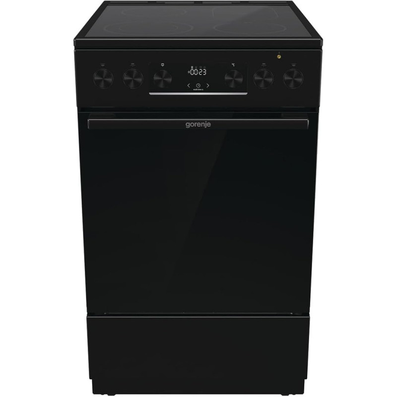 Gorenje GECS5C70BPA elektripliit klaaskeraamilise pliidiga, 50 cm, 70 liitrit, GentleClose, kiirkuumutus, AirFry, ExtraSteam, teleskoopväljavõtmed, AquaClean, must