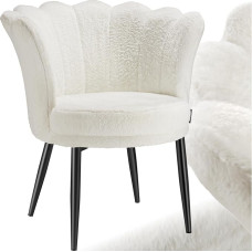 tectake® Cuddly Armchair, Modern Armchair, Shell Chair, Living Room Chairs, Dining Room Chair, Kitchen Chair, Cocktail Chair, Bedroom, Living Room, Dining Room Chairs - Faux Fur, Cream/Black