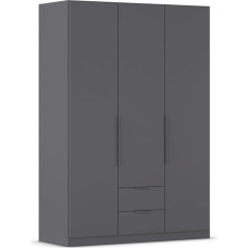 Rauch Möbel Belfast Wardrobe, Wardrobe, Organiser, 3 Doors, 2 Drawers for More Storage Space, Colour Grey Metallic, Black, Short Handles Grey Metallic, 136 x 197 x 54 cm