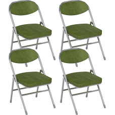 PIPIPOXER Set of 4 Dining Room Chairs, Folding Chairs with Backrest, Corduroy Seat, Seat Width 40 cm, 5 cm Thick Padding, Folding Chairs, Living Room Chair, Kitchen Chair, Maximum Load 175 kg, Metal