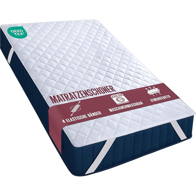 Utopia Bedding Tepitud rihmaga madratsitopper 180 x 200 cm, pehme mikrofiiberist madratsitopper, rihmaga madratsitopper, 4 nurga kummikud, rihmaga madratsitopper, topper ka Box-Spring vooditele