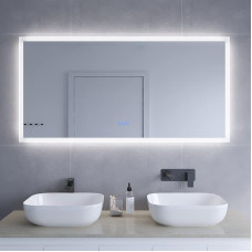 Large Bathroom Mirror with Lighting 140 x 70 cm for Wall Switch Bathroom Mirror Heated LED Light Mirror Wall Mirror Energy Saving Touch Switch Dimmable Cool White Neutral White Warm White Mirror
