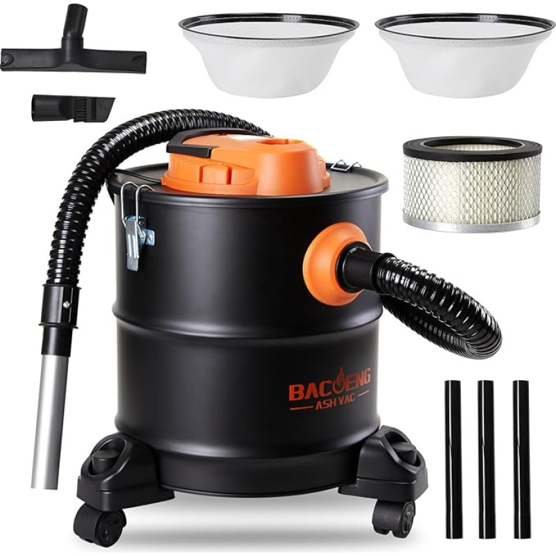 BACOENG tuha tolmuimeja kaminale, 20 L tuha tolmuimeja, 1200 W kaminatolmuimeja tuha tolmuimeja kaminale, tuha tolmuimeja pelletipliit, rullivale alusele, grillidele, ahjule
