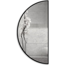 RAMIX Seinapeegel pulbervärvitud alumiiniumraamiga must Loft Ristkülikukujuline ümmargune ovaalne poolring elutuba magamistuba vannituba garderoob koridor (must, K1 - poolring 100 x 50 cm)