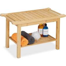 Relaxdays Bambusest vannitoapink lisariiuli ja käepidemetega, kõrgus 45 x laius 75 x sügavus 40,5 cm, pink 2 inimesele, naturaalne