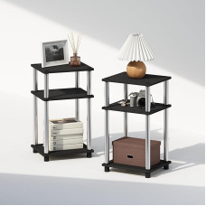 Furinno Just 3-tasandiline Turn-N-Tube öökapp lahtise hoiuga, puukomposiitplast, ameerika/roostevaba teras, 2 tk, plastist postid