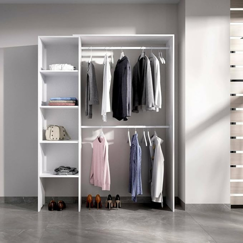 Dmora - Makalu Large Walk-in Wardrobe Structure Open Coat Hanger 140 x 40 x 187 cm White
