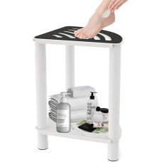 Shower Stool for Bathroom, Metal Corner Shower Stool with Shelf for Bathroom Storage, Waterproof Shower Stool for Shaving Legs, Leg Care, Sitting Shower