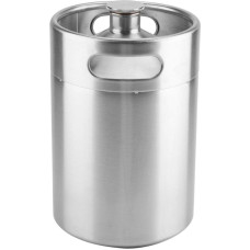 Beer Barrel, 304 Stainless Steel Beer Growler, Mini Barrel Beer Bottles, Portable Beer Cider Dispenser for Home Brewing (3.6L)