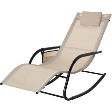 Outsunny Rocking Chair Garden Chair Rocking Lounger Metal Mesh Beige 150 x 62 x 88 cm