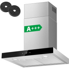 TopStrong pliidikupu 60 cm, A+++ väljatõmbekapuut 450 m³/h tugeva imemisvõimsusega, seinakupu aktiivsöefiltriga, puutetundlik juhtimine 3 taset, sh võimendavad tasemed, roostevaba teras, hõbedane värvus