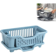Cmeilau Over Sink Kitchen Counter Dish Dryer, Medium Dish Dryer with Large Capacity, Organiser, Dish Drain, Removable Cutlery Basket with Cage for Knife/Fork (Blue)