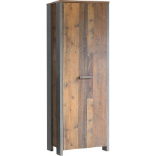 Forte Clif 1 Door Wardrobe in Vintage Wood Vintage and Concrete Look in Dark Grey, 67 x 201.5 x 41.6 cm