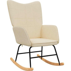 vidaXL Rocking Chair, Swing Chair with Armrests, Rocking Chair, Relaxing Chair with Steel Legs, Relaxing Chair, Living Room, Modern, Cream Fabric