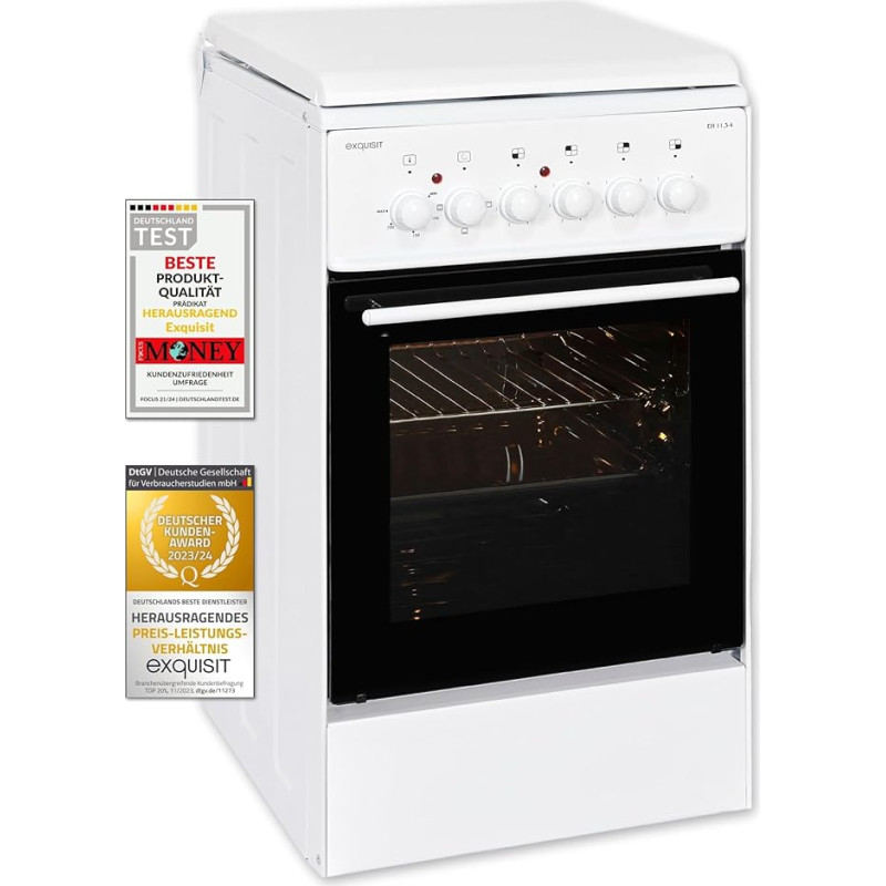 Exquisit EH 11.3-4 elektripliit 50 cm maapealne pliit 50 L toiduvalmistamisruumiga valge