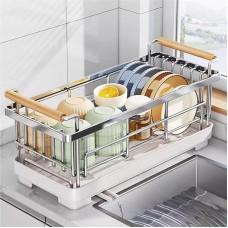 JAVYPPT Dish Dryer, Stainless Steel Dish Rack, Multifunctional Dish Rack, Compact Dish Drying Rack, Space Saving for Kitchen Counter