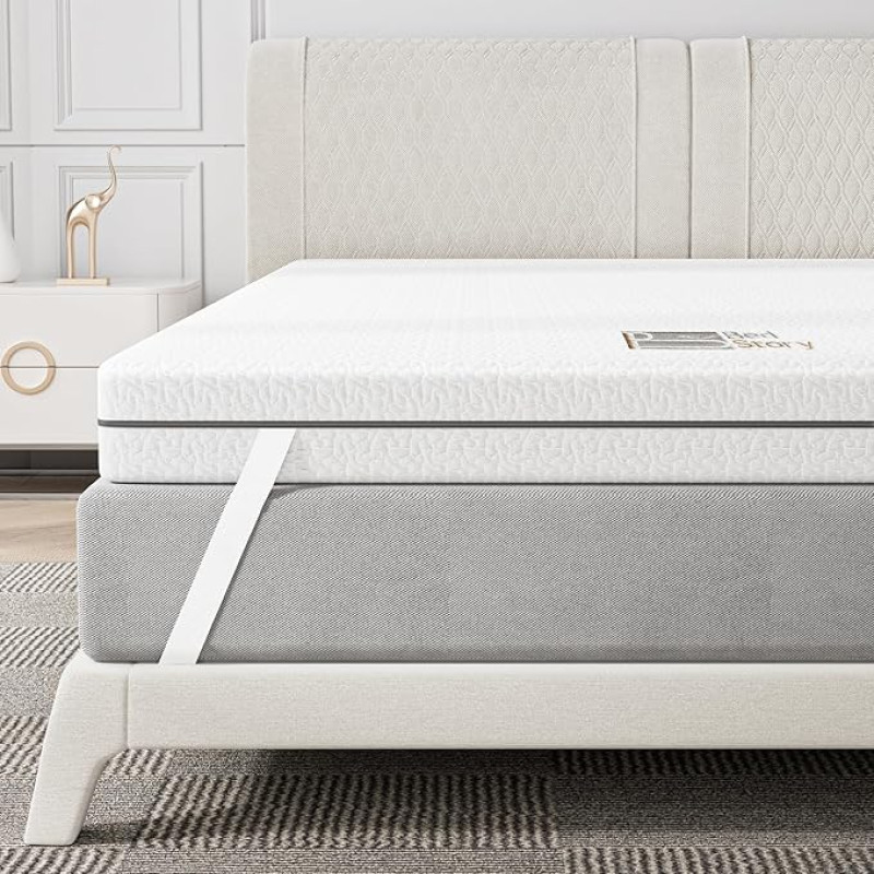 BedStory 10cm Single Topper 120x190cm Memory Foam Topper Single Bed Bamboo Charcoal Mattress Cover with Removable and Washable Cover Mattress Topper