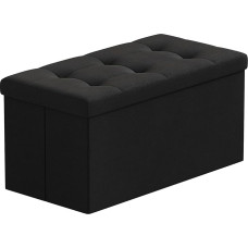 BRIAN & DANY Foldable Stool Linen Bench with Storage Space 76 x 38 x 38 cm Black