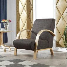 i-flair - Upholstered Lounge Chair with High-Quality Padded Fabric Cover - Dark Brown