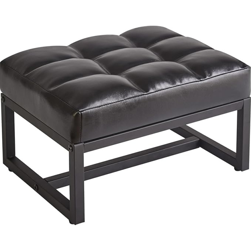 Aibiju Footstool, Small Ottoman Footrest, Rectangle Ottoman with Sturdy Metal Frame, Sofa Footrest, Extra Seating for Living Room, Entryway, Office, Black YD-JD139B
